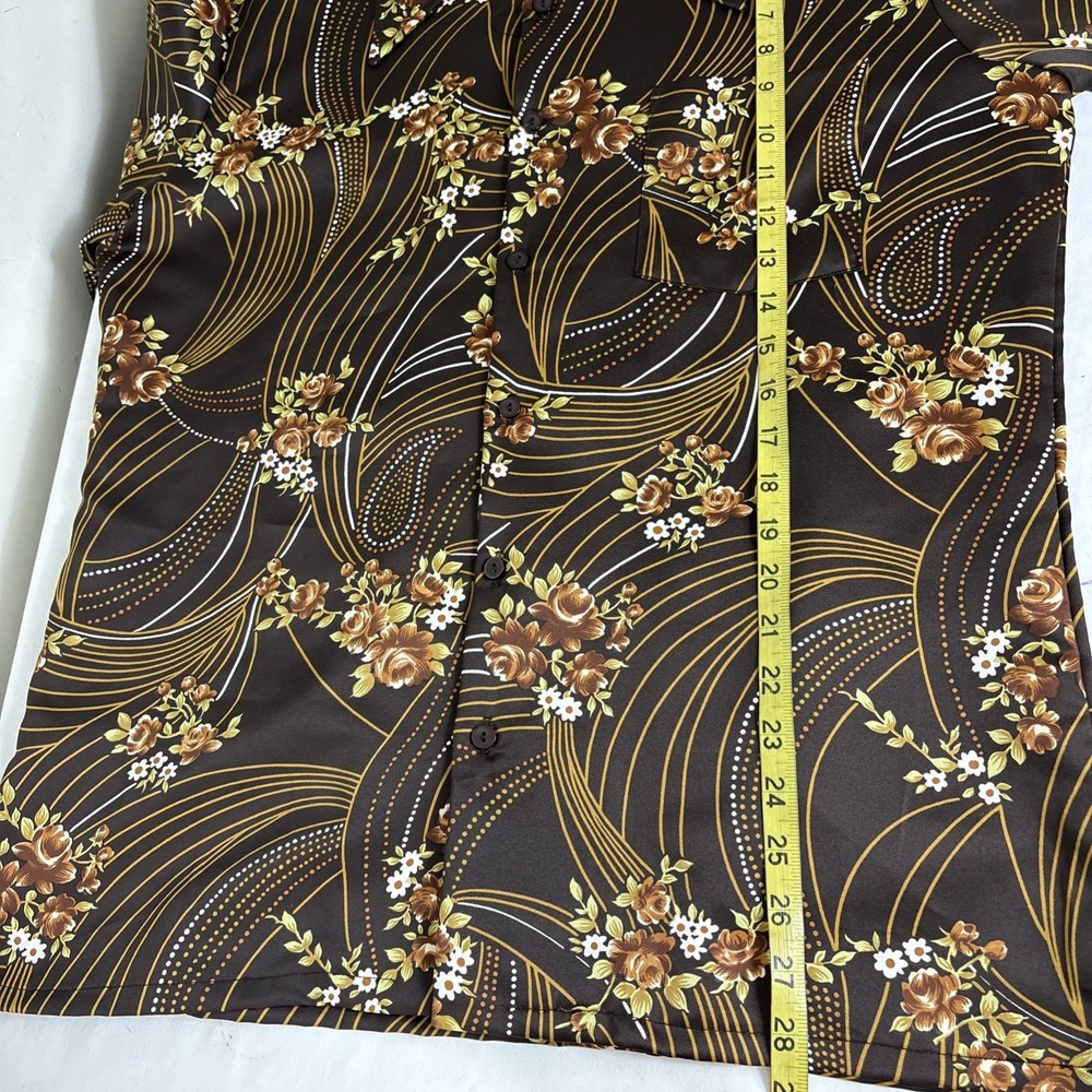 Vintage Gallery Ltd. Button Up Dress Shirt Mens Large Brown Floral Groovy Disco - Picture 6 of 7